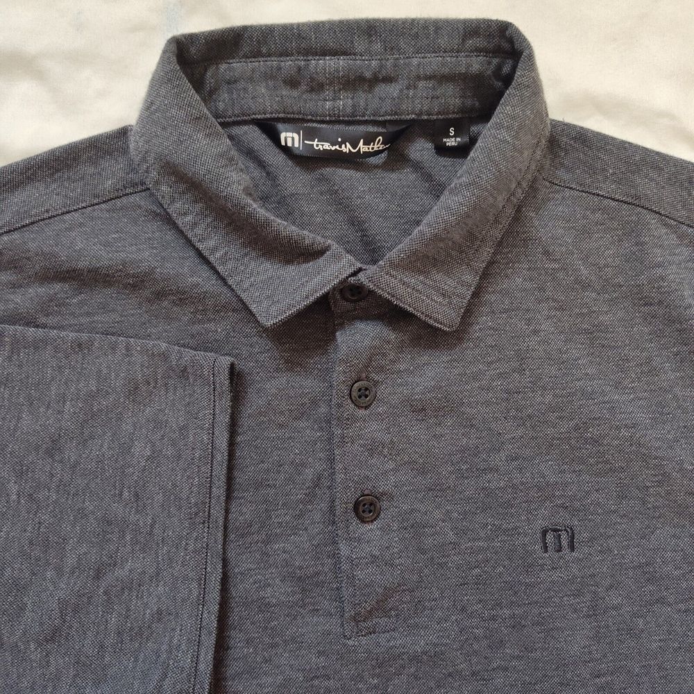 Travis Mathew Mens Size S Gray Short Sleeve Pima Cotton Polyester Blend Polo